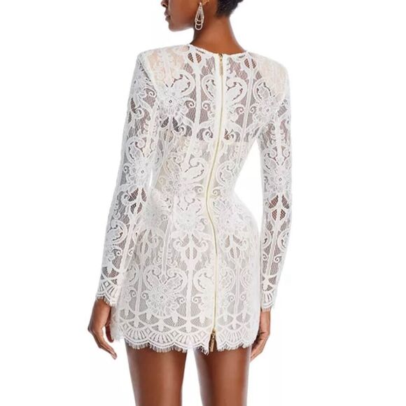 NWT BRONX & BANCO Structured Casey Lace Fit & Flare Scalloped Hem Mini Dress M - Picture 3 of 16